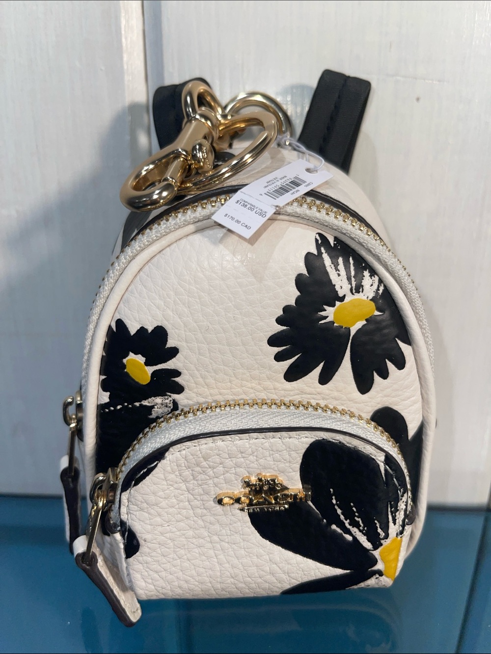 Coach Mini Court Backpack Bag Charm With Floral Print NWT CZ605